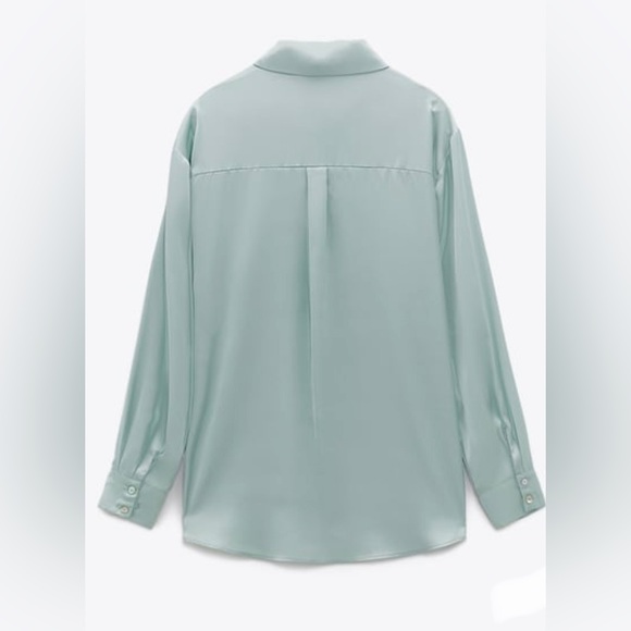 Zara Satin Long Sleeve Top (Medium) - Picture 2 of 6